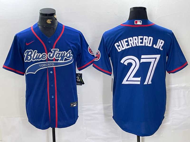 Men%27s Toronto Blue Jays #27 Vladimir Guerrero Jr Blue Cool Base Stitched Baseball Jersey->toronto blue jays->MLB Jersey
